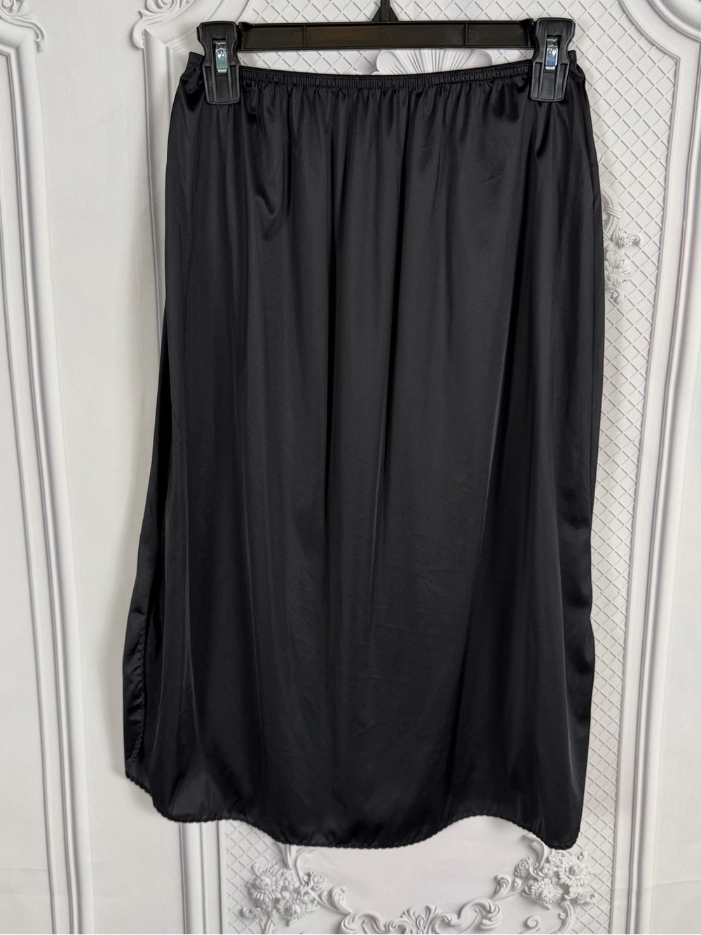 Vintage Wonder Maid Black Antron Nylon Half Slip Union Made USA Size Large Skirt